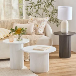 Tully White Fluted Side Table