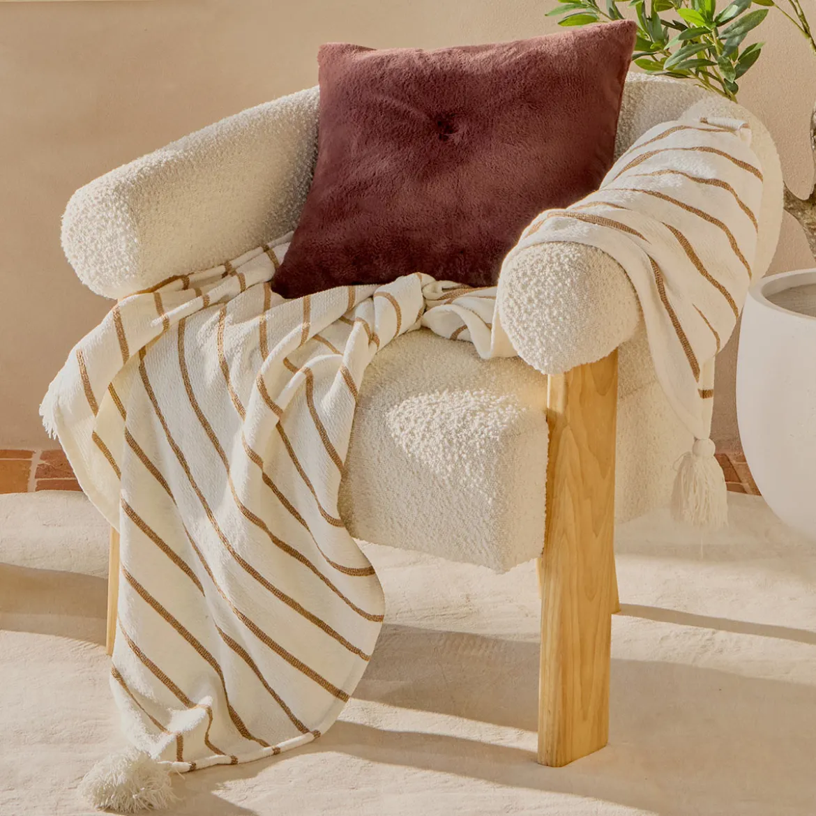 Vale Stripe Chenille Extra large Throw