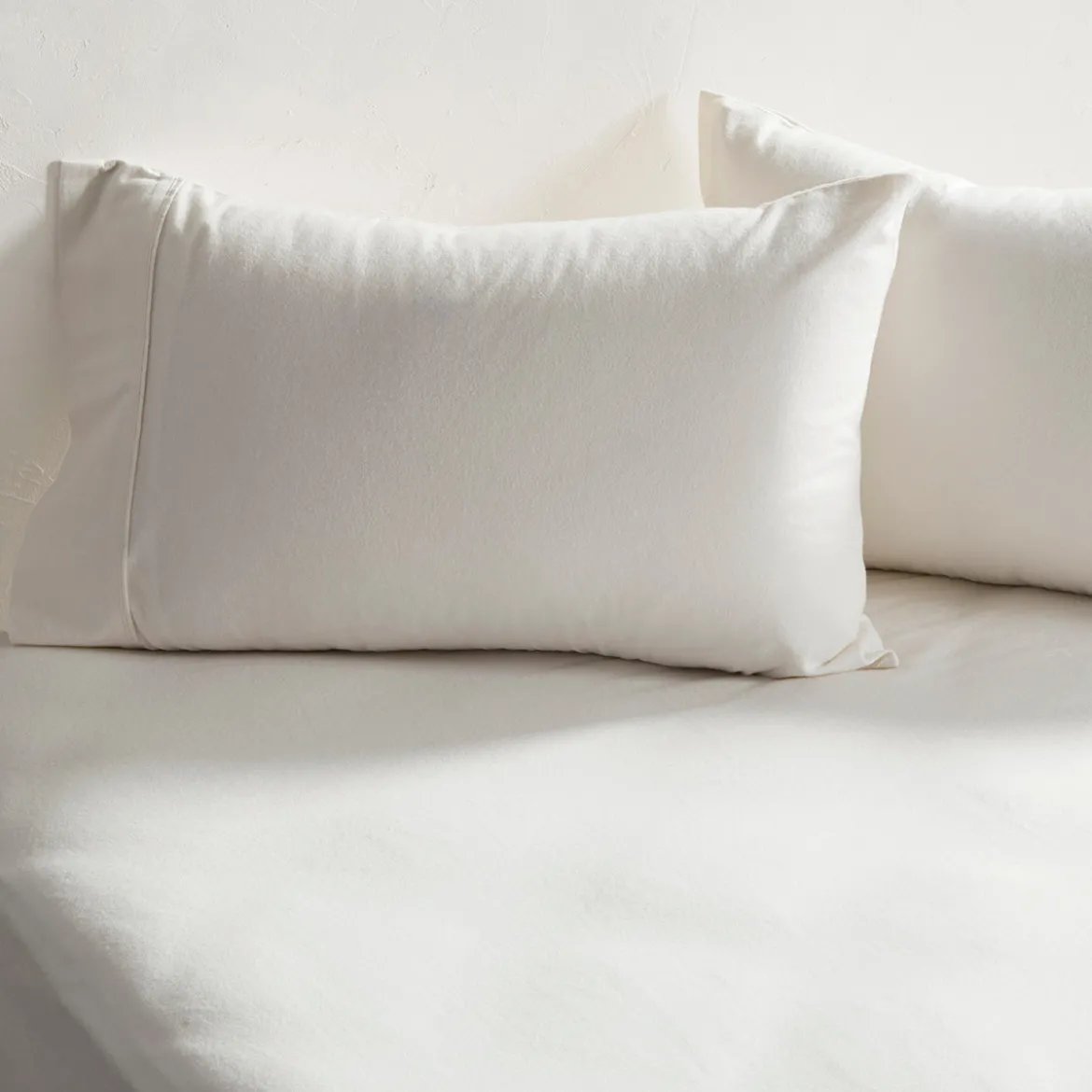 Vanilla Cotton Flannelette Pillowcase Pair