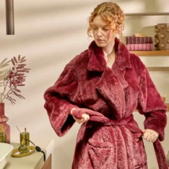 Victoria Mahogany Faux Fur Bath Robe