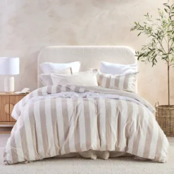 Washed Linen Cotton Stripe Quilt Cover Set