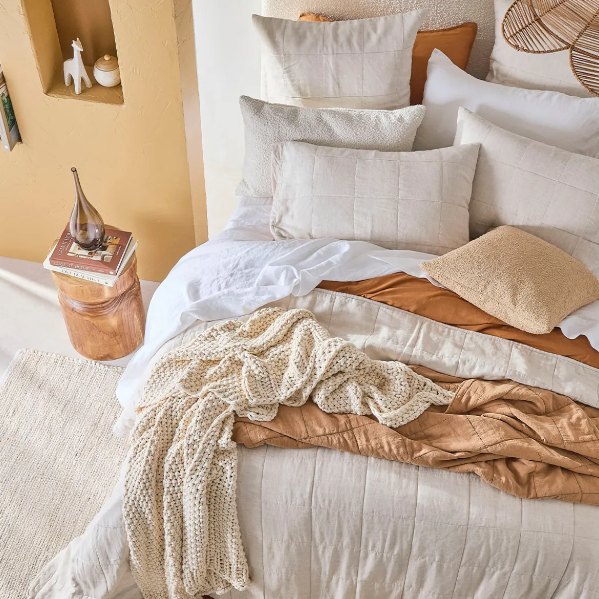 Washed Linen Coverlet Set