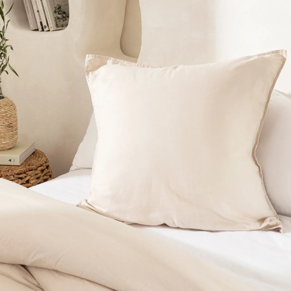 Washed Linen Look Natural European Pillowcase