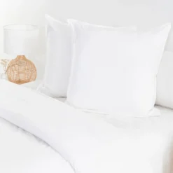 Washed Linen Look White European Pillowcase