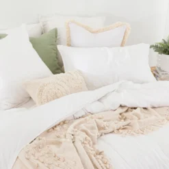 Washed Linen Look White European Pillowcase