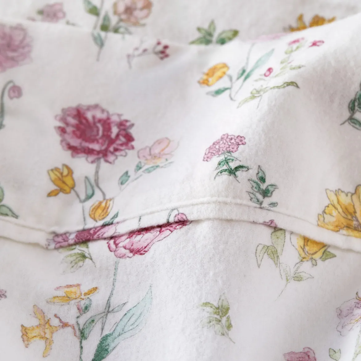 White Floral Cotton Flannelette Sheet Set