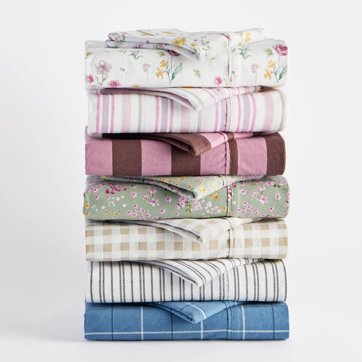 White Floral Cotton Flannelette Sheet Set