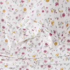 White Floral Cotton Flannelette Sheet Set