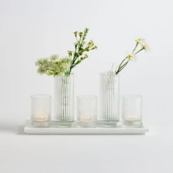 Wilder White Candle Holder on Tray