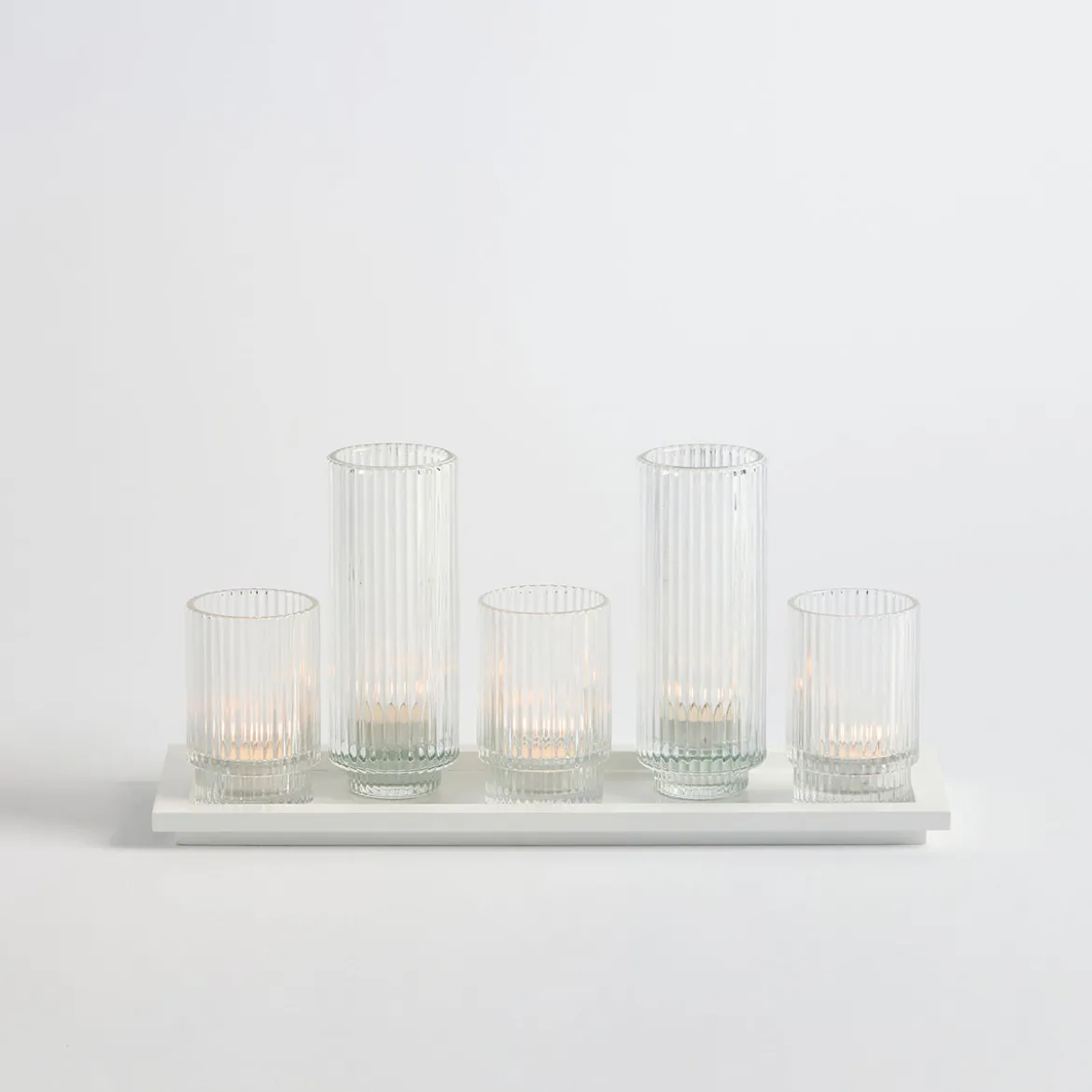 Wilder White Candle Holder on Tray