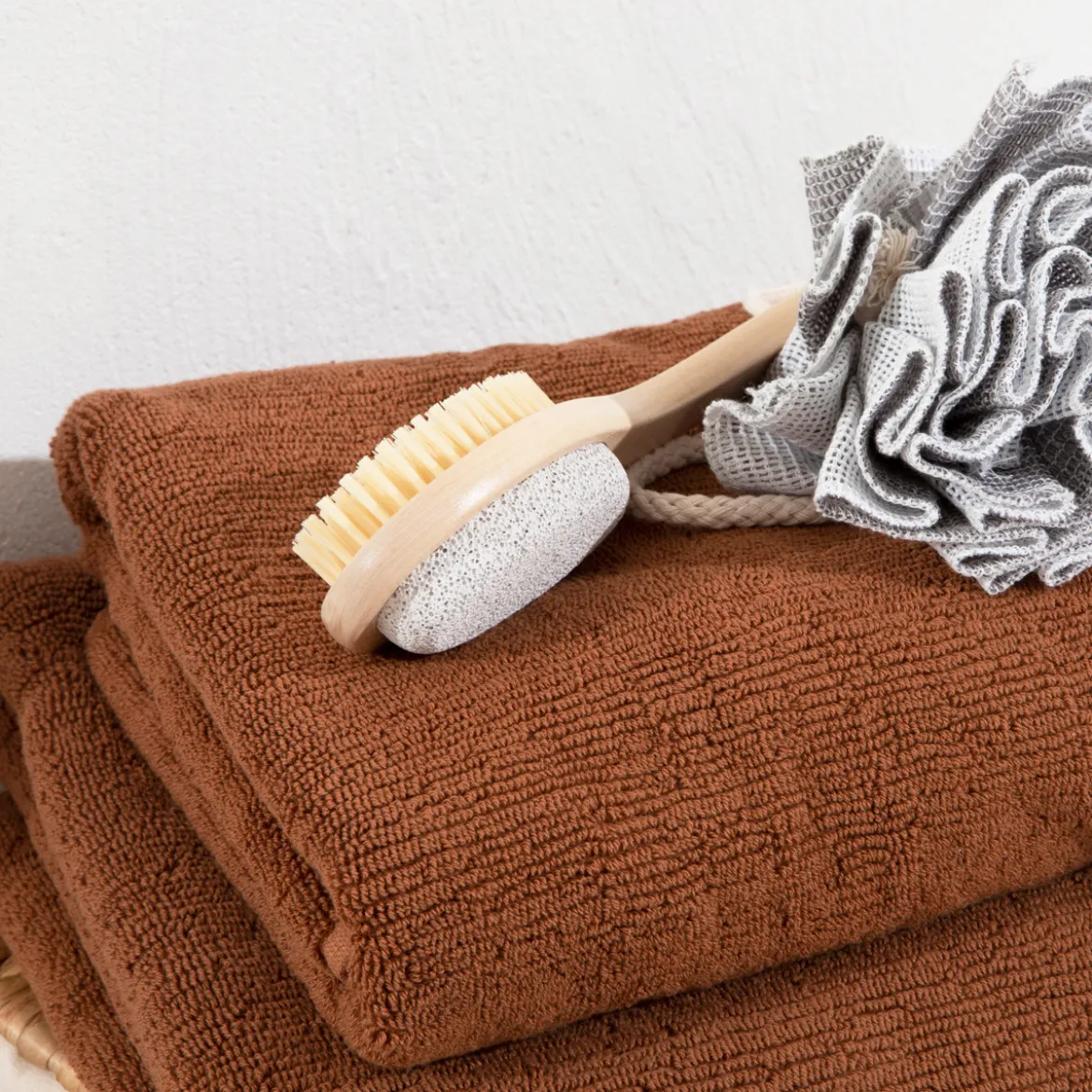 Wooden Bath Brush and Pumice Stone