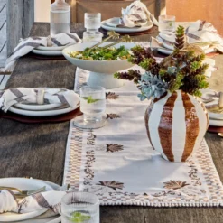 Yuma Palm Embroidered Palm Table Runner