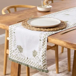 Yuma Palm Embroidered Palm Table Runner