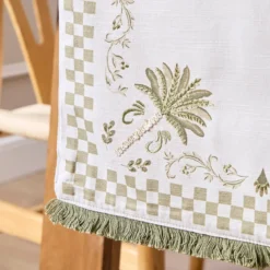Yuma Palm Embroidered Palm Table Runner