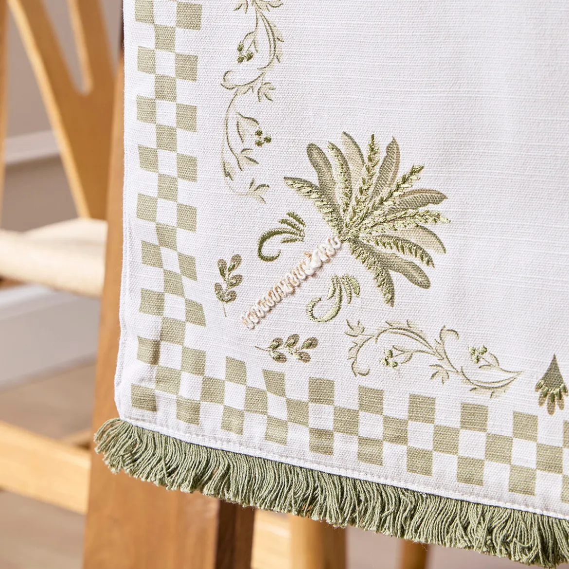 Yuma Palm Embroidered Palm Table Runner